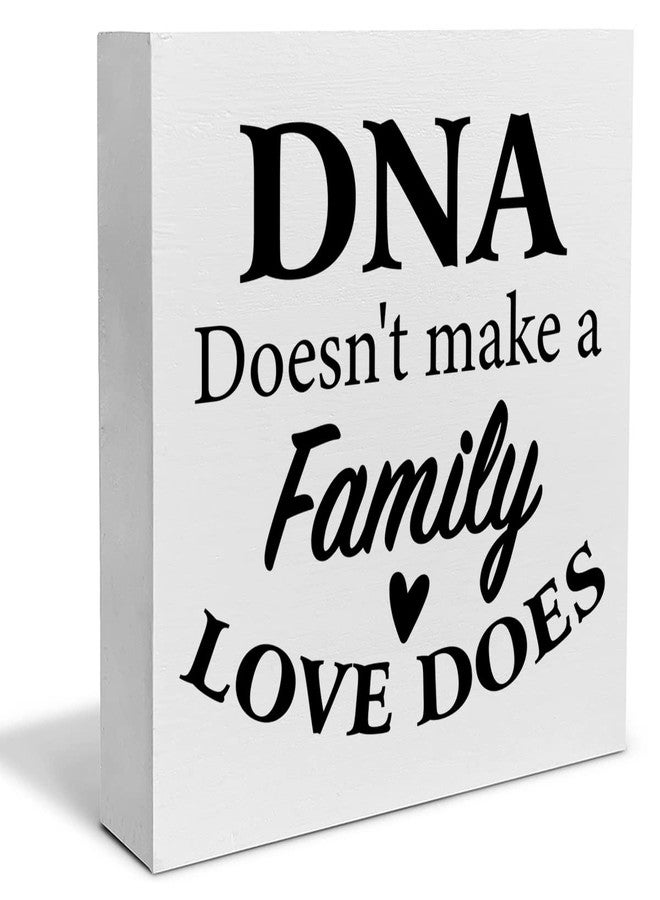 PIXCEOS Step Family Decorative Wooden Box Sign DNA Doesn't Make a Family Love Does Wood Block Plaque Decor Rustic Shelf or Wall Display for Home Living Room Bedroom - Image 1
